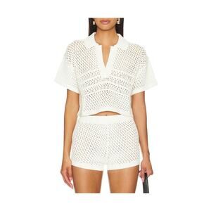 Ser.O.Ya 'Nani' White Crochet Polo Top Size XXS